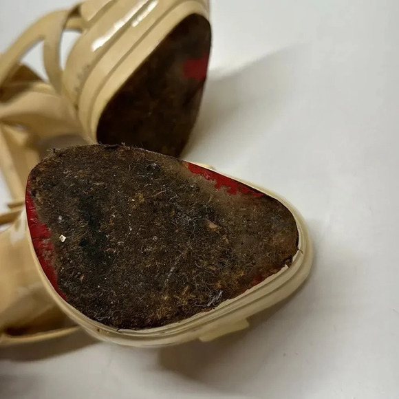 Christian Louboutin Heels High Heel Shoes Leather Open Toe Ankle Strap Cream 35 - Picture 10 of 12